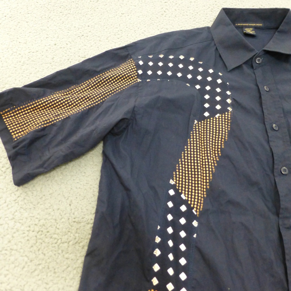 Marithe Francois Girbaud Shirt Mens 2XL Navy Blue Graphic Button Up - Picture 4 of 8